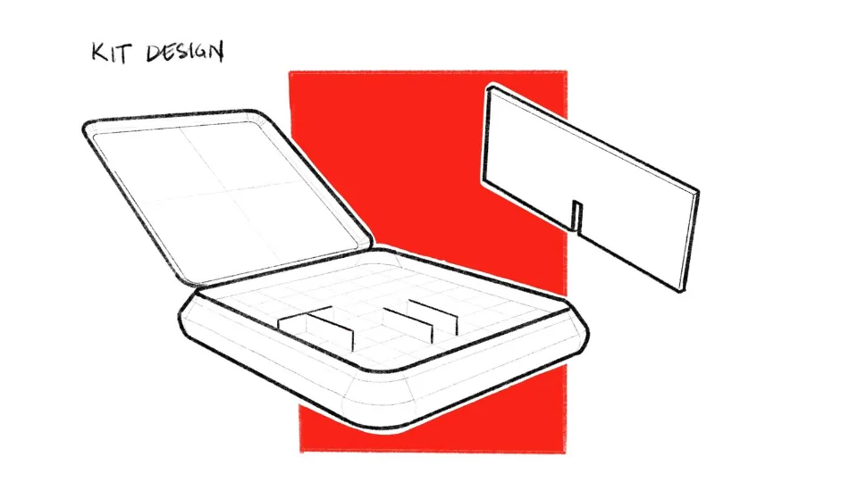 Tick-It compact stationery kit concept sketch